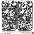 iPhone 4 Skin Scattered Skulls White