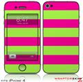 iPhone 4 Skin - Kearas Psycho Stripes Neon Green and Hot Pink (DOES NOT fit newer iPhone 4S)