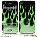 iPhone 4 Skin - Metal Flames Green (DOES NOT fit newer iPhone 4S)