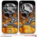 iPhone 4 Skin - Chrome Skull on Fire (DOES NOT fit newer iPhone 4S)