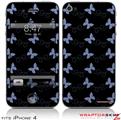 iPhone 4 Skin - Pastel Butterflies Blue on Black (DOES NOT fit newer iPhone 4S)