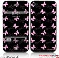iPhone 4 Skin - Pastel Butterflies Pink on Black (DOES NOT fit newer iPhone 4S)