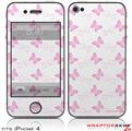 iPhone 4 Skin - Pastel Butterflies Pink on White (DOES NOT fit newer iPhone 4S)