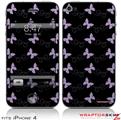 iPhone 4 Skin - Pastel Butterflies Purple on Black (DOES NOT fit newer iPhone 4S)
