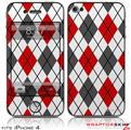iPhone 4 Skin - Argyle Red and Gray (DOES NOT fit newer iPhone 4S)
