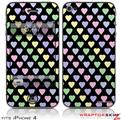 iPhone 4 Skin - Pastel Hearts on Black (DOES NOT fit newer iPhone 4S)