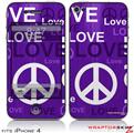 iPhone 4 Skin - Love and Peace Purple (DOES NOT fit newer iPhone 4S)