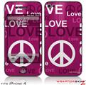 iPhone 4 Skin - Love and Peace Hot Pink (DOES NOT fit newer iPhone 4S)