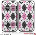 iPhone 4 Skin - Argyle Pink and Gray (DOES NOT fit newer iPhone 4S)