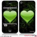 iPhone 4 Skin - Glass Heart Grunge Green (DOES NOT fit newer iPhone 4S)