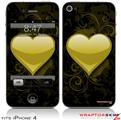 iPhone 4 Skin - Glass Heart Grunge Yellow (DOES NOT fit newer iPhone 4S)
