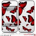 iPhone 4 Skin - Butterflies Red (DOES NOT fit newer iPhone 4S)