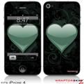 iPhone 4 Skin - Glass Heart Grunge Seafoam Green (DOES NOT fit newer iPhone 4S)