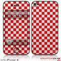 iPhone 4 Skin - Checkered Canvas Red and White (DOES NOT fit newer iPhone 4S)