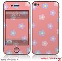 iPhone 4 Skin - Pastel Flowers on Pink