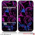 iPhone 4 Skin - Twisted Garden Hot Pink and Blue