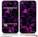 iPhone 4 Skin - Twisted Garden Purple and Hot Pink