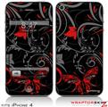 iPhone 4 Skin - Twisted Garden Gray and Red