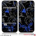 iPhone 4 Skin - Twisted Garden Gray and Blue