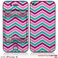 iPhone 4 Skin Zig Zag Teal Pink Purple