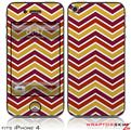 iPhone 4 Skin Zig Zag Yellow Burgundy Orange