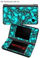 Nintendo DSi XL Skin Scattered Skulls Neon Teal