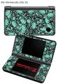 Nintendo DSi XL Skin Scattered Skulls Seafoam Green