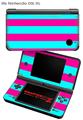Nintendo DSi XL Skin Kearas Psycho Stripes Neon Teal and Hot Pink