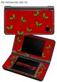 Nintendo DSi XL Skin Christmas Holly Leaves on Red
