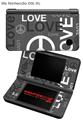 Nintendo DSi XL Skin Love and Peace Gray