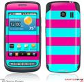 LG Vortex Skin Kearas Psycho Stripes Neon Teal and Hot Pink