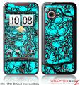 HTC Droid Incredible Skin Scattered Skulls Neon Teal