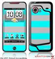HTC Droid Incredible Skin - Kearas Psycho Stripes Neon Teal and Gray