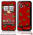 HTC Droid Incredible Skin - Christmas Holly Leaves on Red