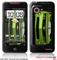 HTC Droid Incredible Skin - 2010 Chevy Camaro Green - White Stripes on Black