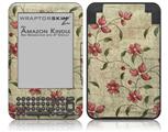 Flowers and Berries Red - Decal Style Skin fits Amazon Kindle 3 Keyboard (with 6 inch display)