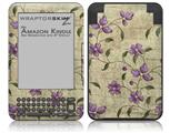 Flowers and Berries Purple - Decal Style Skin fits Amazon Kindle 3 Keyboard (with 6 inch display)