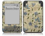Flowers and Berries Blue - Decal Style Skin fits Amazon Kindle 3 Keyboard (with 6 inch display)