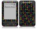 Kearas Hearts Black - Decal Style Skin fits Amazon Kindle 3 Keyboard (with 6 inch display)