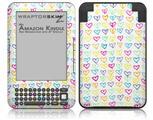 Kearas Hearts White - Decal Style Skin fits Amazon Kindle 3 Keyboard (with 6 inch display)