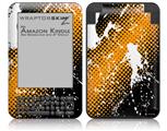 Halftone Splatter White Orange - Decal Style Skin fits Amazon Kindle 3 Keyboard (with 6 inch display)