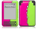 Ripped Colors Hot Pink Neon Green - Decal Style Skin fits Amazon Kindle 3 Keyboard (with 6 inch display)