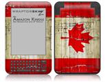 Painted Faded and Cracked Canadian Canada Flag - Decal Style Skin fits Amazon Kindle 3 Keyboard (with 6 inch display)