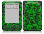 Scattered Skulls Green - Decal Style Skin fits Amazon Kindle 3 Keyboard (with 6 inch display)