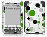 Lots of Dots Green on White - Decal Style Skin fits Amazon Kindle 3 Keyboard (with 6 inch display)