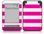 Kearas Psycho Stripes Hot Pink and White - Decal Style Skin fits Amazon Kindle 3 Keyboard (with 6 inch display)