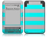 Kearas Psycho Stripes Neon Teal and Gray - Decal Style Skin fits Amazon Kindle 3 Keyboard (with 6 inch display)