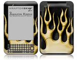 Metal Flames Yellow - Decal Style Skin fits Amazon Kindle 3 Keyboard (with 6 inch display)