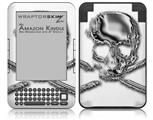 Chrome Skull on White - Decal Style Skin fits Amazon Kindle 3 Keyboard (with 6 inch display)