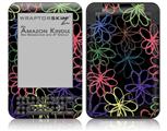 Kearas Flowers on Black - Decal Style Skin fits Amazon Kindle 3 Keyboard (with 6 inch display)